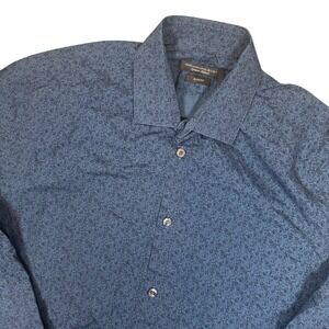 John Varvatos‎ USA Signature Tailored Slim Fit Blue Floral Shirt M Medium